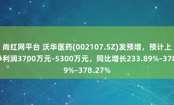 尚红网平台 沃华医药(002107.SZ)发预增，预计上半年净利润3700万元–5300万元，同比增长233.89%–378.27%
