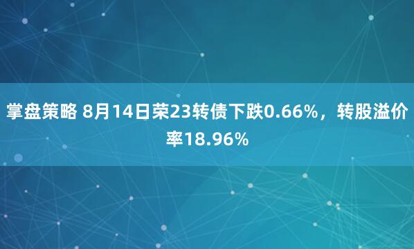掌盘策略 8月14日荣23转债下跌0.66%，转股溢价率18.96%