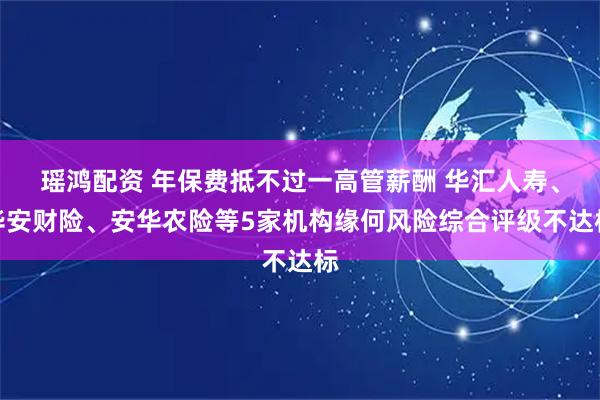 瑶鸿配资 年保费抵不过一高管薪酬 华汇人寿、华安财险、安华农险等5家机构缘何风险综合评级不达标